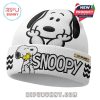 Personalized Snoopy beanie hat with custom name. Warm and stylish knit cap featuring Snoopy.