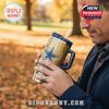 Man holding Dallas Cowboys tumbler in autumn park!