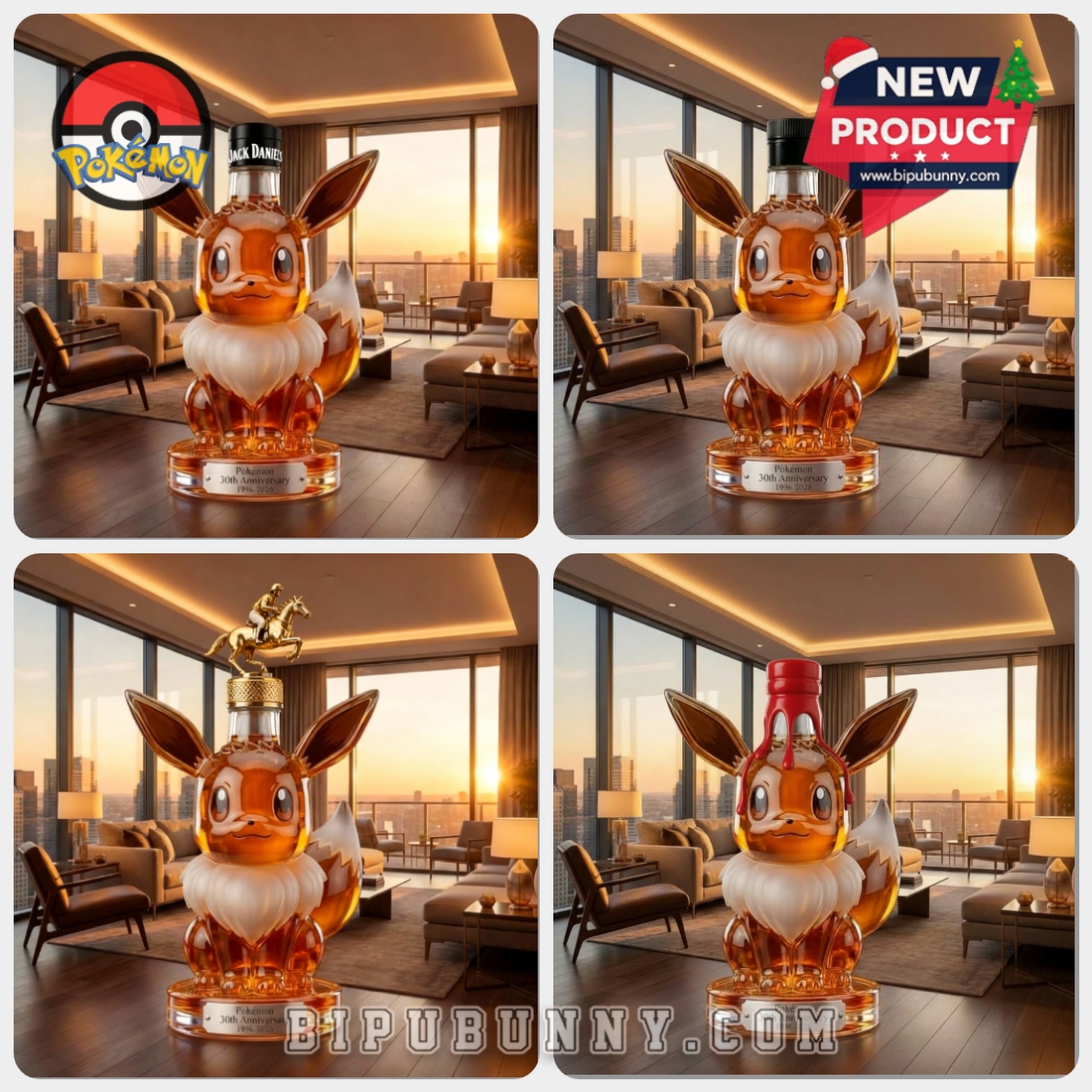 Eevee Frosted Pokémon 30th Anniversary Whiskey Bottle Eevee Frosted Pokémon 30th Anniversary Whiskey Bottle