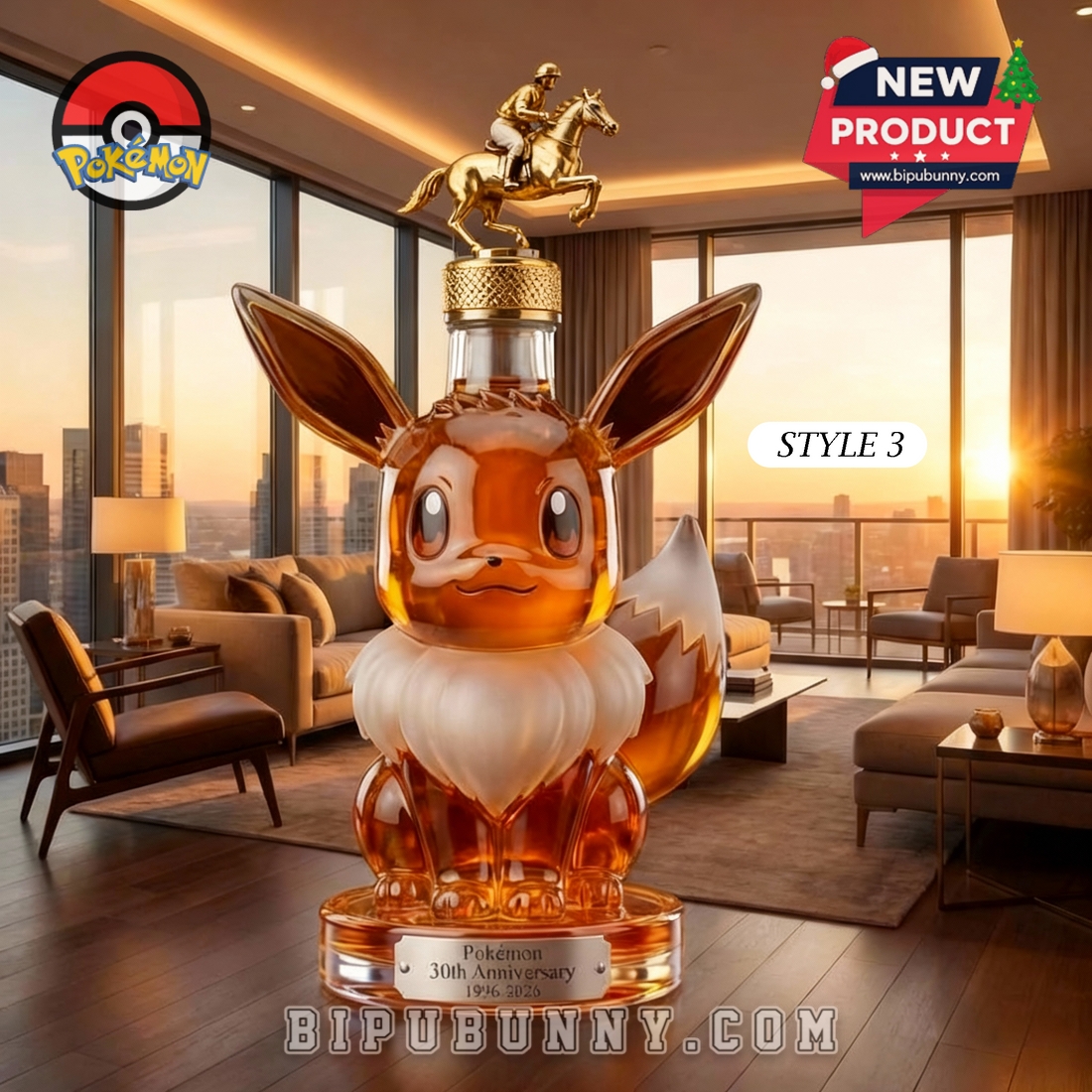 Eevee Frosted Pokémon 30th Anniversary Whiskey Bottle Eevee Frosted Pokémon 30th Anniversary Whiskey Bottle