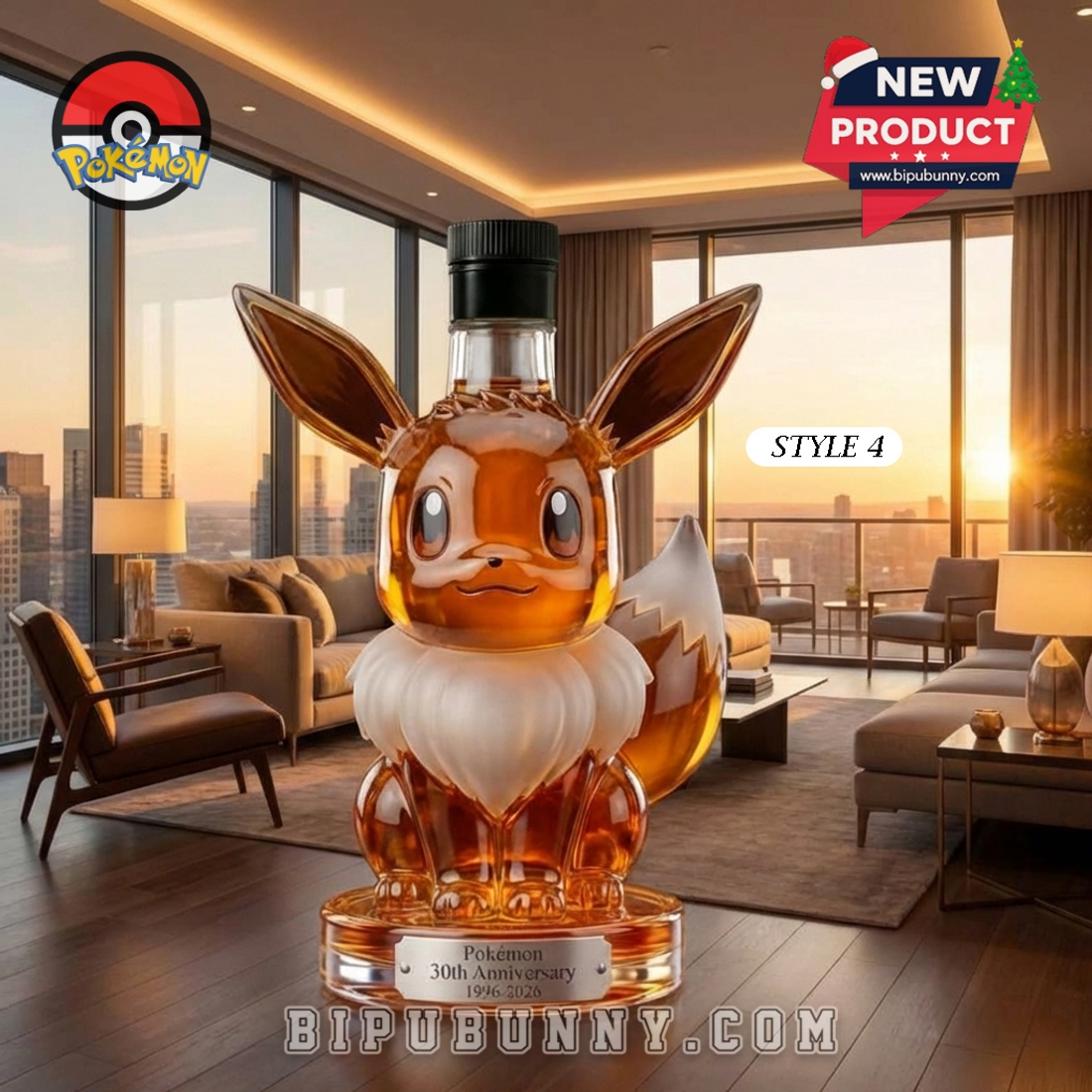 Eevee Frosted Pokémon 30th Anniversary Whiskey Bottle Eevee Frosted Pokémon 30th Anniversary Whiskey Bottle