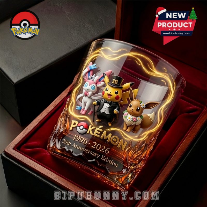 Eevee Sylveon Pikachu 30th Anniversary Whiskey Glass