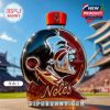Round Noles whiskey bottle with red cap and engraved logo design!