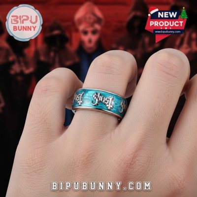 Ghost Mary On A Cross Silver Tungsten Ring