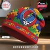 Grateful Dead Autism Awareness Beanie Hat - Steal Your Face with puzzle piece design.