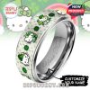 Hello Kitty St. Patrick's Day silver tungsten ring. Cute, durable, and festive jewelry for Sanrio fans.
