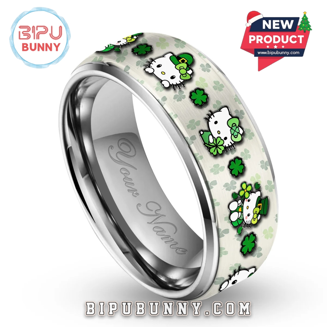 Hello Kitty St. Patrick’s Day Silver Tungsten Ring Hello Kitty St. Patrick’s Day Silver Tungsten Ring