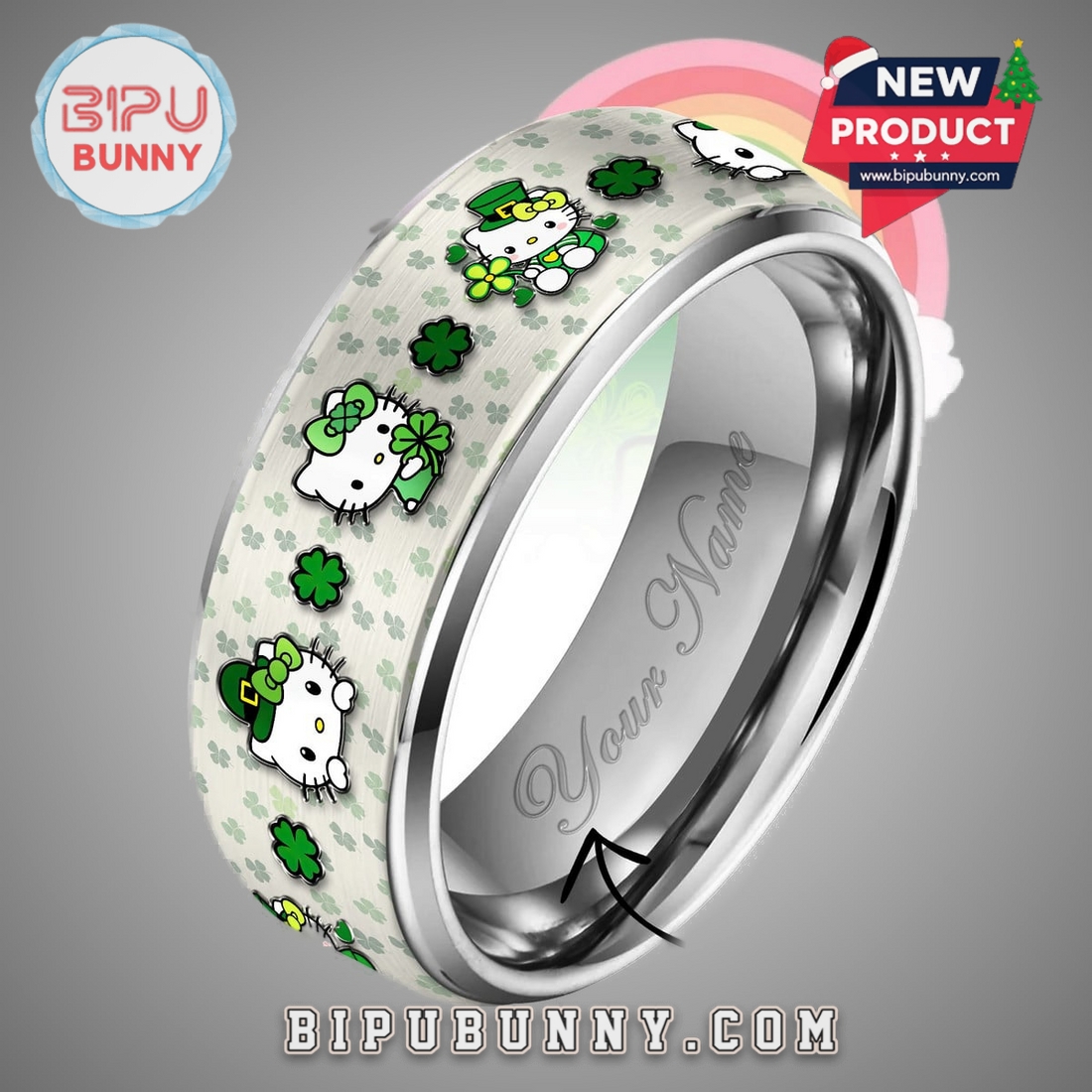 Hello Kitty St. Patrick’s Day Silver Tungsten Ring Hello Kitty St. Patrick’s Day Silver Tungsten Ring