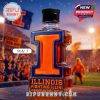 Illinois Fighting Illini whiskey bottle with black cap and orange and blue 