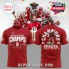 Front and back views of red Indiana champs hoodie with championship graphics!