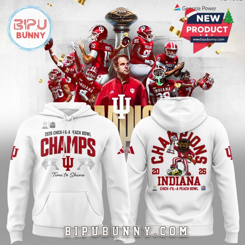 Indiana Hoosiers 2025 Peach Bowl White Hoodie