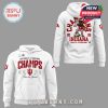 White Indiana champs hoodie shown from front and back in a studio style view!