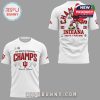 White Indiana champs tshirt shown from front and back in product view!
