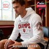 Man wearing white Indiana champs hoodie sitting in a locker room holding a football!
