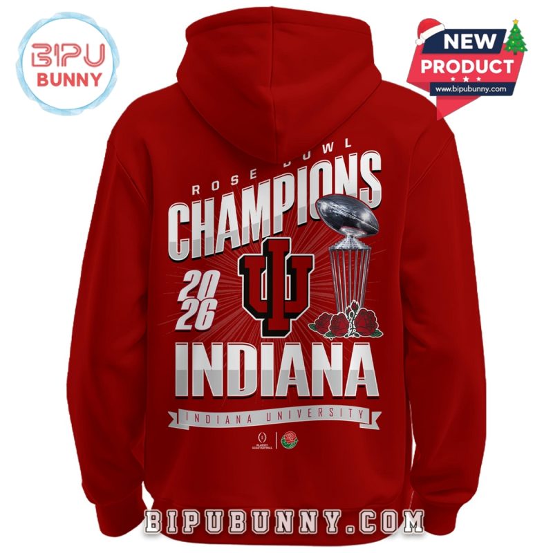Indiana Hoosiers Rose Bowl Champions Red Hoodie 2026 Indiana Hoosiers Rose Bowl Champions Red Hoodie 2026