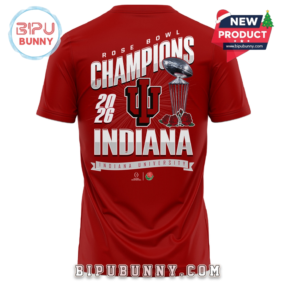 Indiana Hoosiers Rose Bowl Champions Red Hoodie 2026 Indiana Hoosiers Rose Bowl Champions Red Hoodie 2026