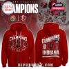 Indiana Hoosiers hoodie front and back showing 2026 Rose Bowl Champions text, IU emblem, and trophy art!