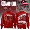 Indiana Hoosiers crewneck sweatshirt front and back showing 2026 championship and trophy artwork!
