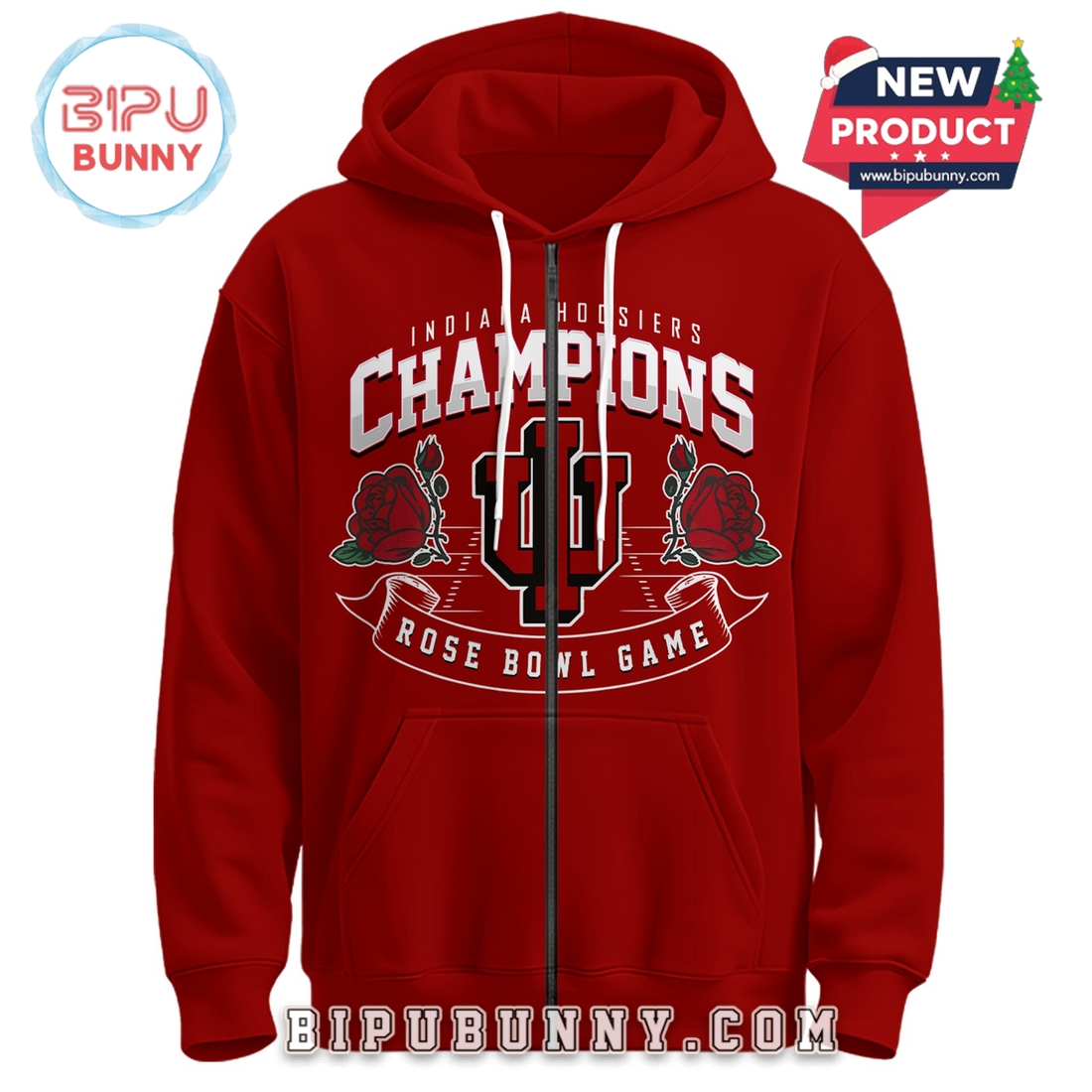 Indiana Hoosiers Rose Bowl Champions Red Hoodie 2026 Indiana Hoosiers Rose Bowl Champions Red Hoodie 2026