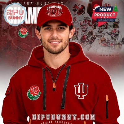 Indiana Hoosiers Rose Bowl Champions Red Quarter-Zip Hoodie 2026 Indiana Hoosiers Rose Bowl Champions Red Quarter-Zip Hoodie 2026