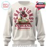 A white Indiana Hoosiers sweatshirt with bold Champions artwork mascot illustration and Rose Bowl theme!