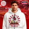 A white sweatshirt showing Indiana Hoosiers Rose Bowl Champions artwork with bold lettering and trophy design on the back!