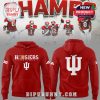 Red Indiana Hoosiers Football T-shirt shown from front and back with prominent IU branding.