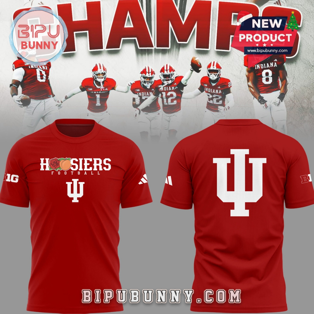 Indiana Hoosiers Rose Bowl x Peach Bowl Champs Red Hoodie Indiana Hoosiers Rose Bowl x Peach Bowl Champs Red Hoodie