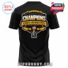 Back design of a black Iowa Hawkeyes Champions t shirt featuring bold football themed artwork!