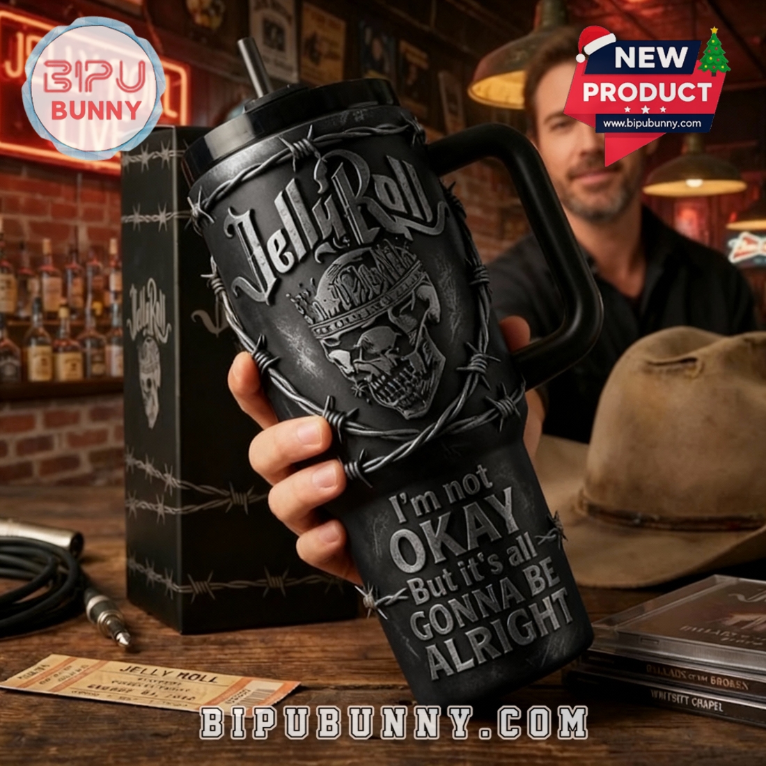 Jelly Roll 40oz Tumbler With Handle Jelly Roll 40oz Tumbler With Handle