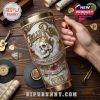 Jelly Roll themed tumbler with ornate gold details skull crown artwork marble texture and musical accessories on a wooden background designed for fans of country rap style!