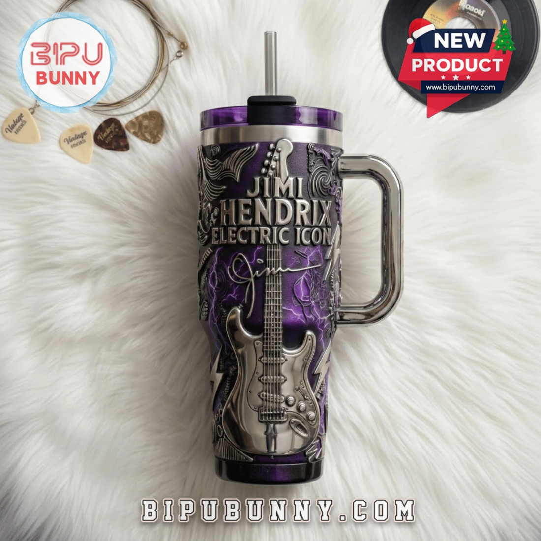Jimi Hendrix 40oz Tumbler With Handle Jimi Hendrix 40oz Tumbler With Handle