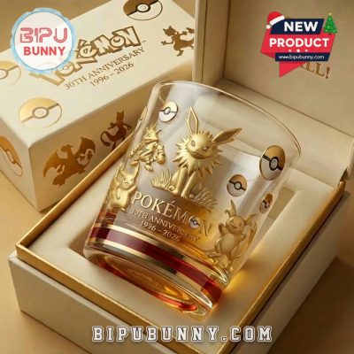 Jolteon Pokemon 30th Anniversary Whiskey Glass