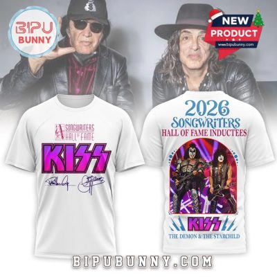 Kiss 2026 Songwriters Hall of Fame White 3D Shirt