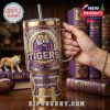 LSU Tigers 40oz Tumbler with Handle - Purple and Gold stainless steel tumbler for hot & cold drinks. Show your team spirit!