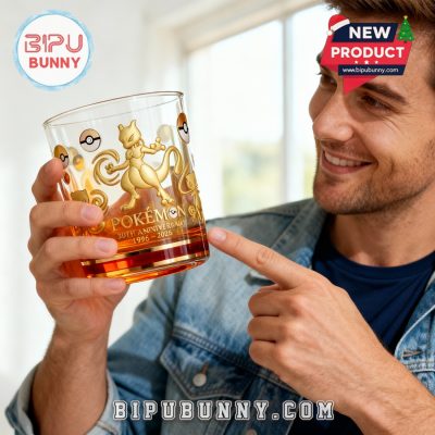 Mewtwo Pokemon 30th Anniversary Whiskey Glass