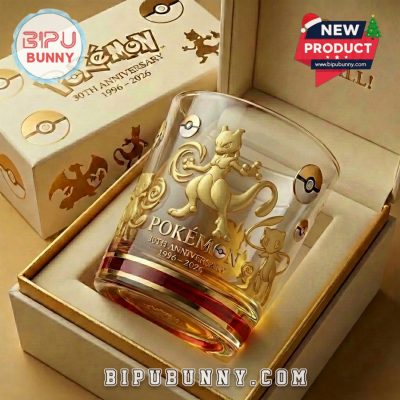 Mewtwo Pokemon 30th Anniversary Whiskey Glass