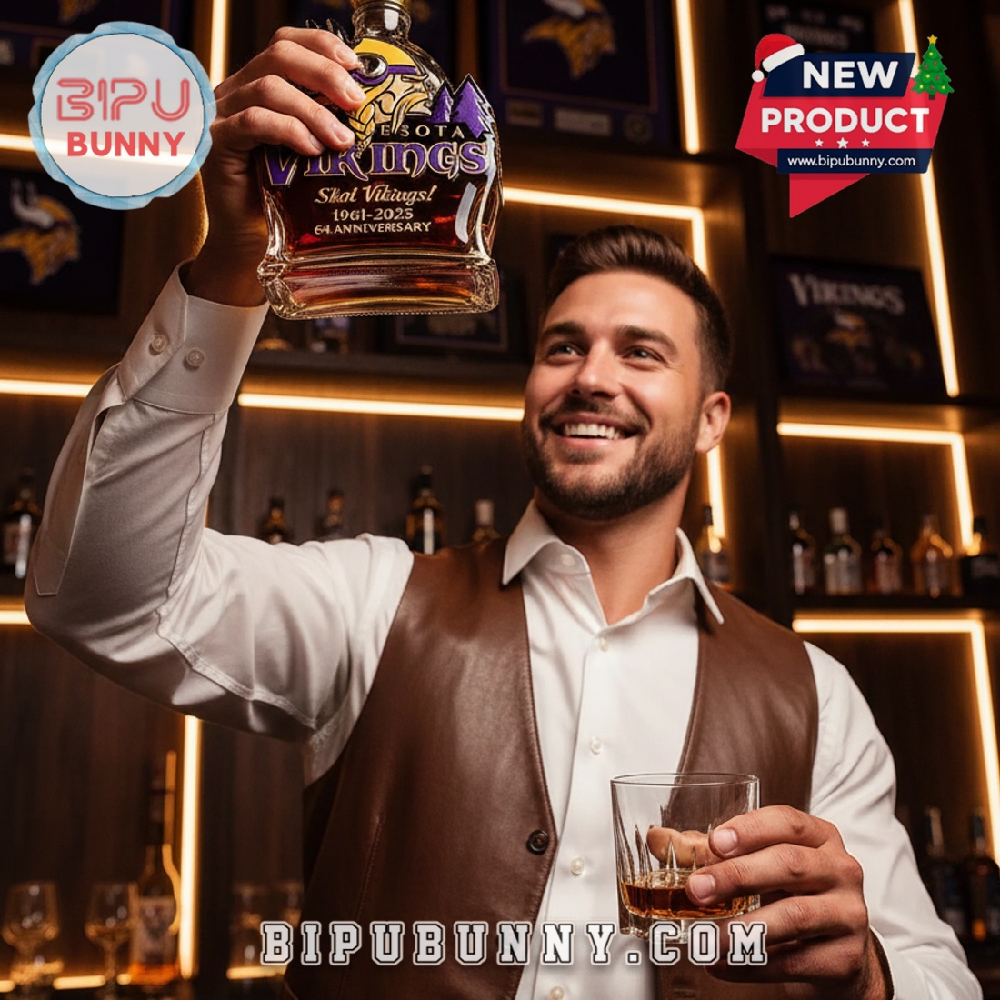 Minnesota Vikings 64nd Anniversary Whisky Bottle Minnesota Vikings 64nd Anniversary Whisky Bottle