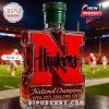 Nebraska Huskers whiskey bottle with green stopper and stadium background!