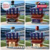 New York Giants whiskey bottle collection with clear glass and amber whiskey on football field!