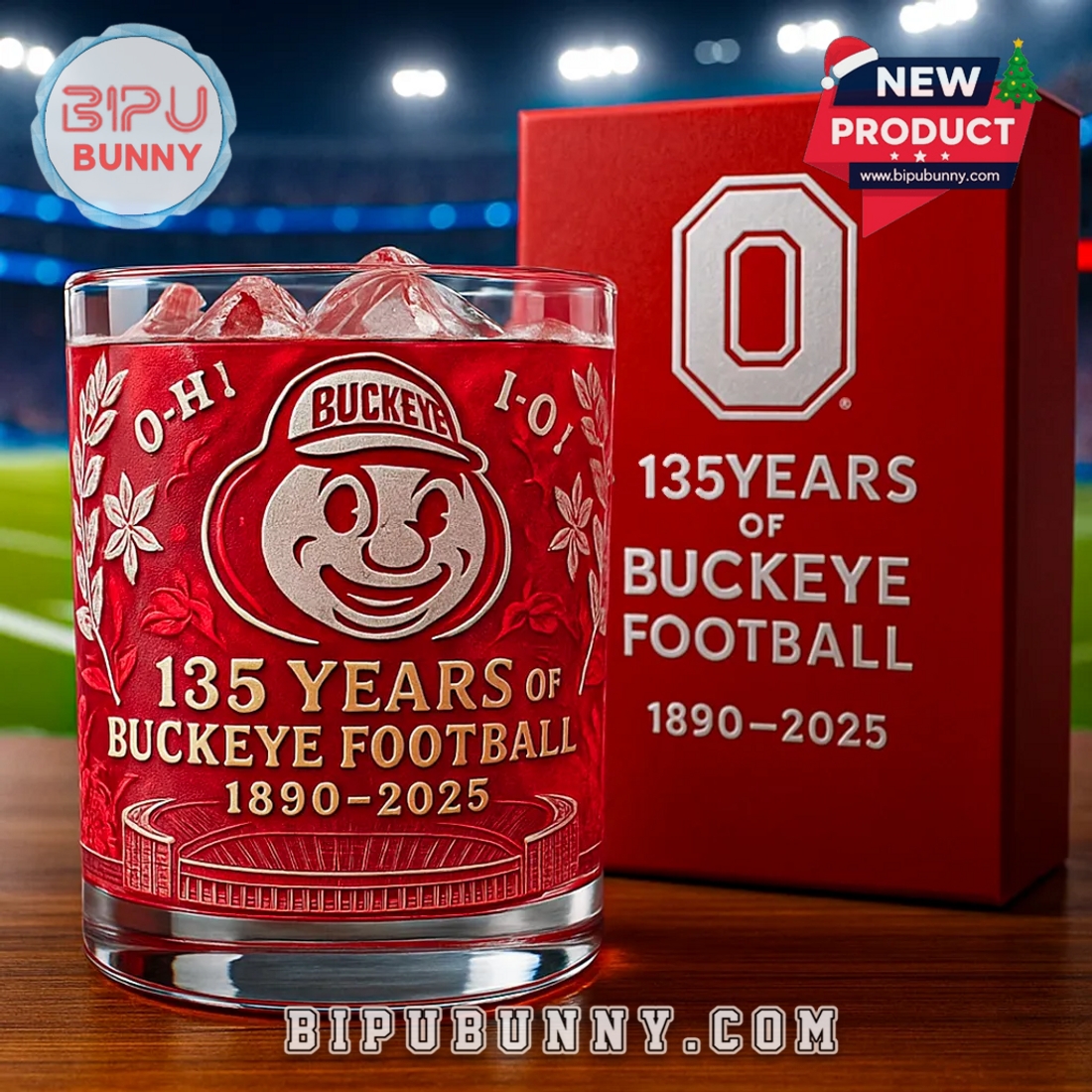 Ohio State Buckeyes 135th Anniversary Whiskey Glass Ohio State Buckeyes 135th Anniversary Whiskey Glass