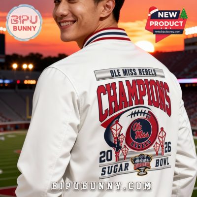 Ole Miss 2026 Allstate Sugar Bowl Champions White Baseball Jacket