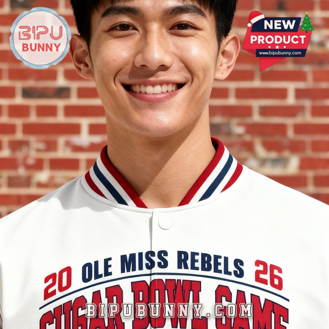 Ole Miss 2026 Allstate Sugar Bowl Champions White Baseball Jacket Ole Miss 2026 Allstate Sugar Bowl Champions White Baseball Jacket