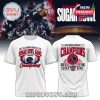 White T-shirt celebrating the Ole Miss Rebels’ victory in the 2026 Sugar Bowl, featuring bold text and graphics.