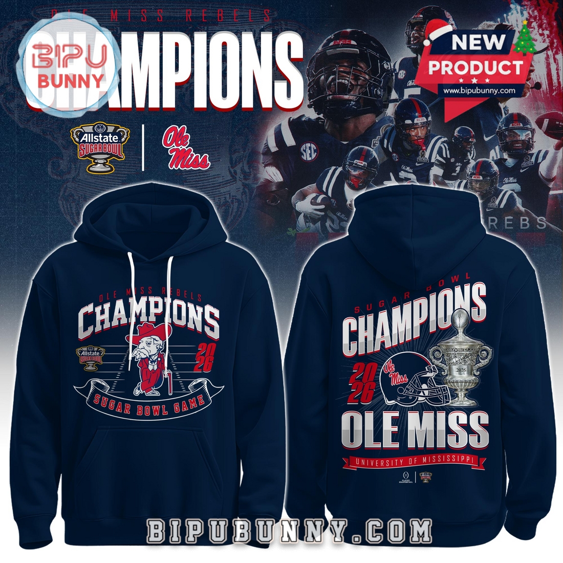 Ole Miss Rebels 2026 Sugar Bowl Champions Navy Hoodie And Pants Ole Miss Rebels 2026 Sugar Bowl Champions Navy Hoodie And Pants