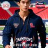 A full frontal display of the navy blue Ole Miss Sugar Bowl Champions 2026 hoodie featuring mascot graphics and athletic accents!