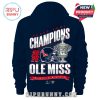 Rear design of navy blue Sugar Bowl hoodie with trophy, helmet, and bold Ole Miss branding for 2026 champions!