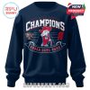 Navy blue Ole Miss Champions sweater showing bold lettering mascot artwork and Sugar Bowl themed design on the front!