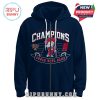 Navy zip-up hoodie celebrating Ole Miss’s Sugar Bowl 2026 victory with mascot artwork and front design!
