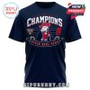 Front of Ole Miss Rebels navy t-shirt featuring 2026 Sugar Bowl Champions print with mascot and field-themed layout!